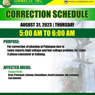 Power Interruption Scheduled August 31, 2023