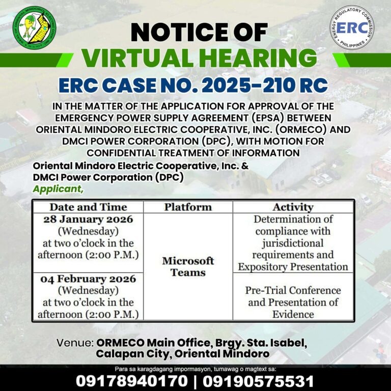 ERC CASE NO 2025-210 RC