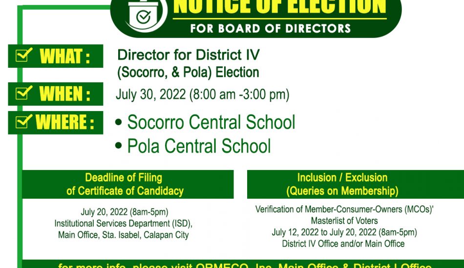 Notice of Election District IV (Socorro and Pola)